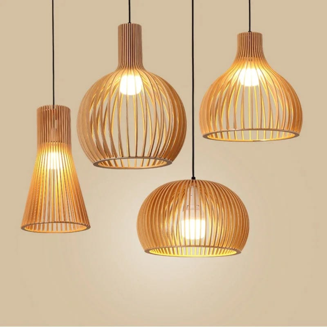Modern Wooden Pendant Lights Set